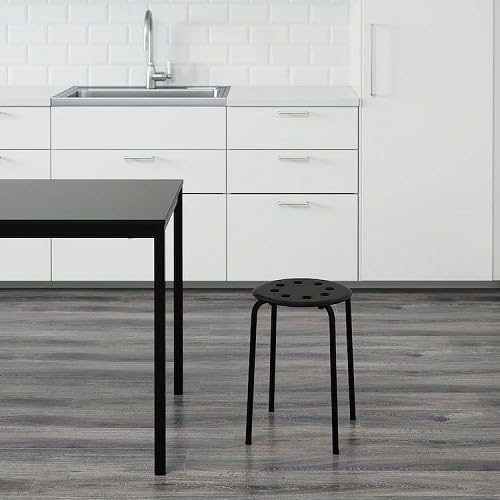 Black Steel Stool with Epoxy Powder Coating, Stackable Metal Seat Stool, Compact Space-Saving Design, 220 lb Weight Capacity