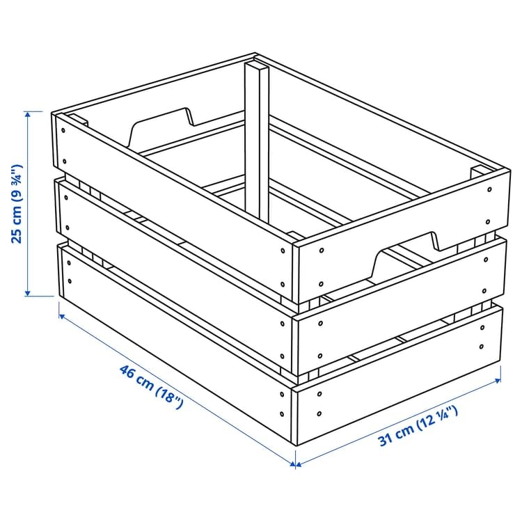 Pine Wood Storage Box – Sturdy Wooden Crate 18x12¼x9¾ for Toys, Clothes, Home Organization, Shelving