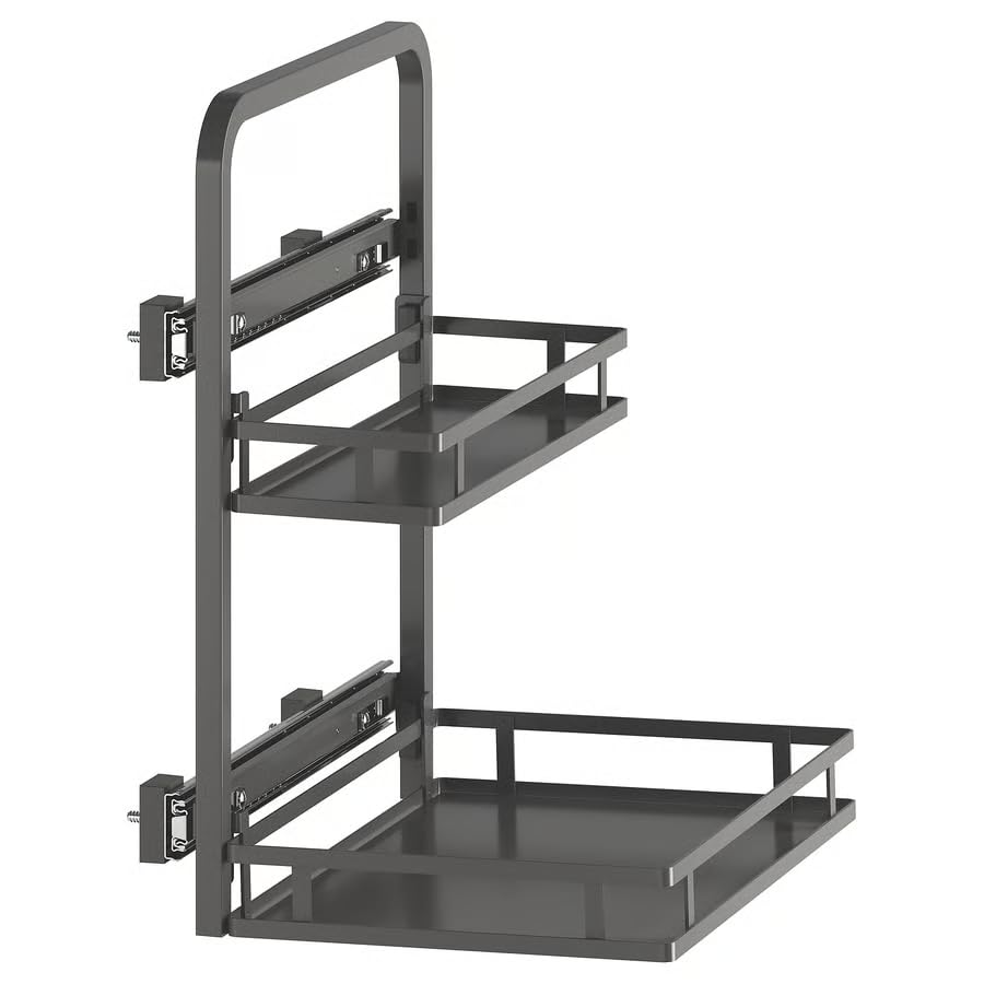 Under Sink Organizer Pull Out – 2 Tier Sliding Cabinet Storage Rack for Kitchen & Bathroom, Side Mounted Under Sink Shelf Organizer, 13 3/4x11 1/2x17"