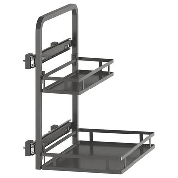 Under Sink Organizer Pull Out – 2 Tier Sliding Cabinet Storage Rack for Kitchen & Bathroom, Side Mounted Under Sink Shelf Organizer, 13 3/4x11 1/2x17"