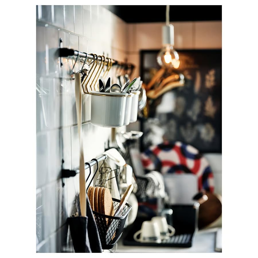 Kitchen Storage Container – White & Brass Polished Metal Organizer Canister, Countertop StorageContainer for Kitchen, Pantry & Bathroom, Modern Decorative Storage Holder 5.5 x 6.25 Inch