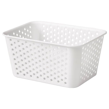PLOGSVÄNG Storage Basket – White Plastic Organizer Bin, 6 x 7.75 x 4 Inch Container for Kitchen, Bathroom, Office & Home Organization