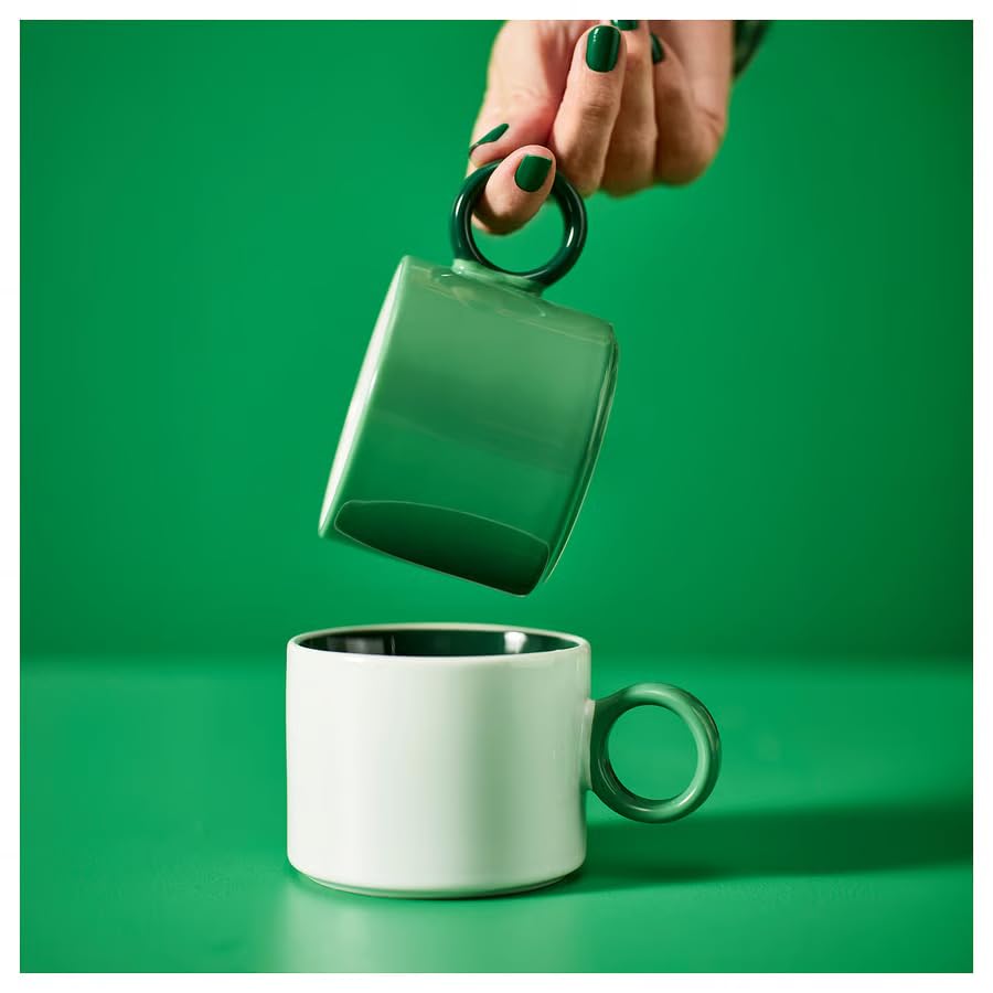 Ceramic Coffee Mug 10 oz – White & Green Tea Cup for Coffee, Tea & Hot Chocolate, Modern Stoneware Mug for Home, Office & Kitchen Drinkware