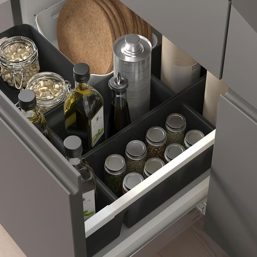 Anthracite Storage Box, Slim Drawer Organizer 19.75x5 Inch, Narrow Storage Container for Kitchen, Bathroom, Under Sink & Cabinet Organization, Space-Saving Home Organizer