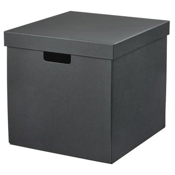 FJÄDERHARV Storage Box with Lid – Black, 12.5"x13.75"x12.25" – Affordable Storage Solution for Your Home