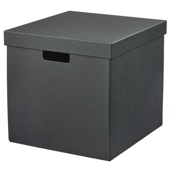 FJÄDERHARV Storage Box with Lid – Black, 12.5"x13.75"x12.25" – Affordable Storage Solution for Your Home