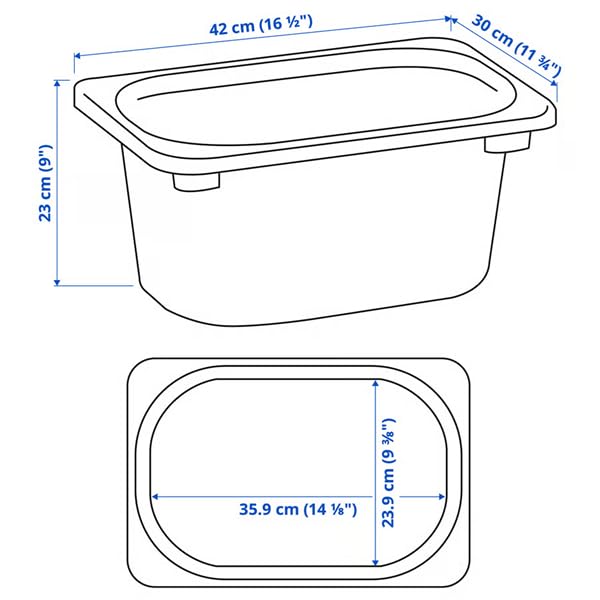 2x Storage Box – White 16 ½x11 ¾x9 | Durable Plastic Bin for Cube Shelves, Toy Organizer, Closet & Room Storage