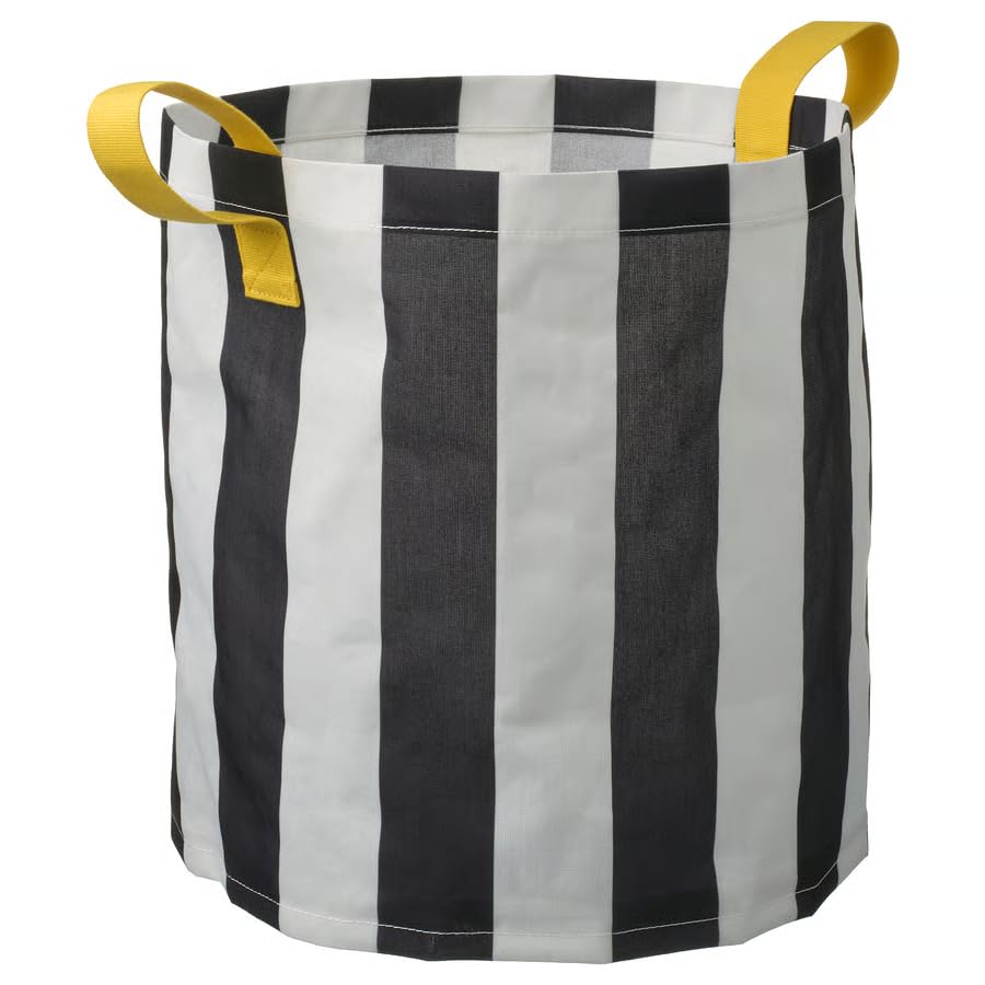Black White Striped Storage Bag – Large Foldable Clothes Organizer for Closet, Laundry & Bedding, Durable Fabric Storage Bag with Handles for Home Organization & Space Saving
