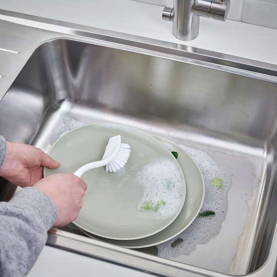 Dish Brush with Scraper Edge – Kitchen Cleaning Brush for Dishes, Pots, Pans & Sink Scrubbing, Non Scratch Cleaning Brush
