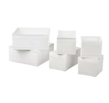 SKUBB Storage Box Set of 6 – White Fabric Drawer Organizers for Closet, Dresser, or Wardrobe – Foldable & Lightweight