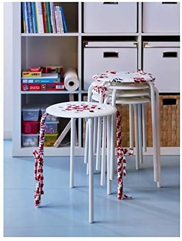 White Steel Stool with Epoxy Powder Coating, Stackable Metal Seat Stool, Compact Space-Saving Design, 220 lb Weight Capacity