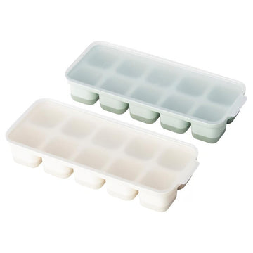 Ice Cube Tray with Lid Set of 2 – Stackable Silicone Ice Cube Maker Mold for Freezer, Spill Proof Ice Tray for Drinks, Whiskey & Cocktails