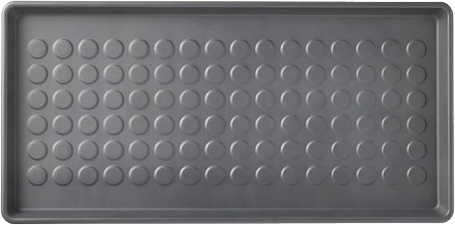 Heavy Duty Floor Protection Tray - Weather Resistant Plastic Utility Shoe Mat for Indoor and Outdoor Use in All Seasons, Muddy Tray, Black 29x15x1 INCH