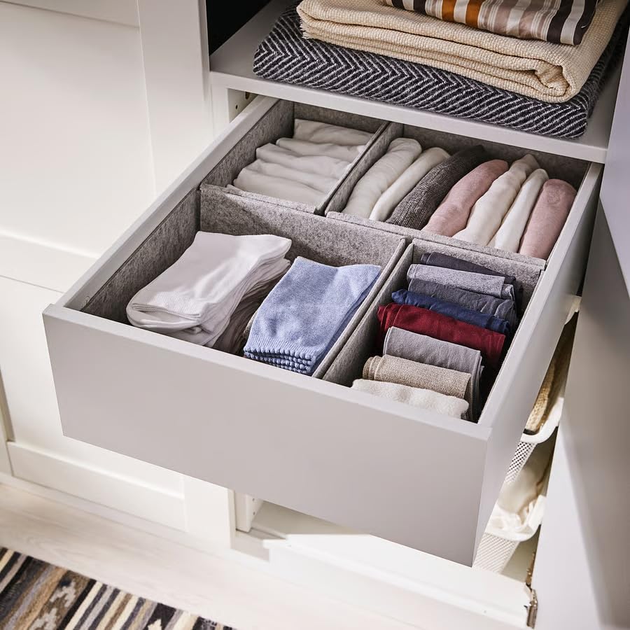 Light Gray Storage Box (Pack of 2) – Multi-Purpose Organizer 6x10.5x4.75 Inch for Drawer, Closet, Desk, Durable Fabric Storage Boxes for Home Organization