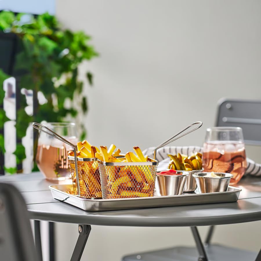 Stainless Steel Serving Basket – Heavy Duty BBQ & Food Serving Tray – Durable Snack Basket for Fries, Grilled Food & Street Food – Kitchen & Party Serving Basket