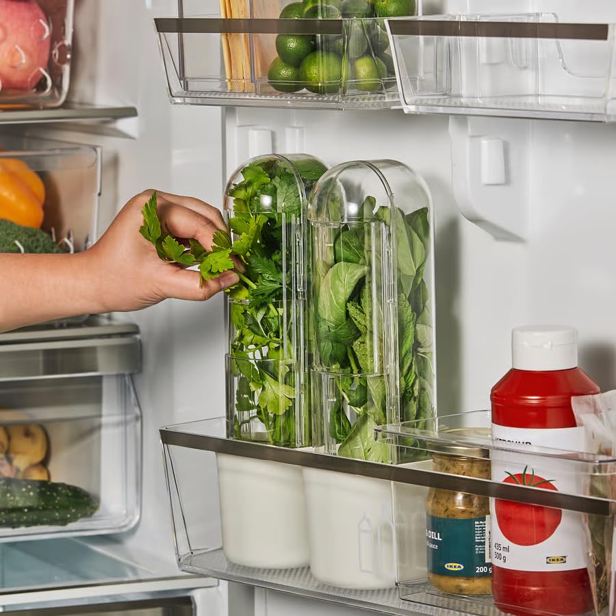 Herb Keeper for Refrigerator – Fresh Herb Storage Container with Water Reservoir, Airtight Produce Saver for Cilantro, Parsley & Basil