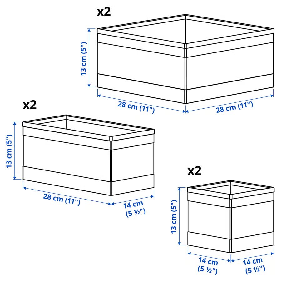 Storage Boxes Set of 6 – White Drawer Organizer Bins for Socks, Underwear, Lingerie & Accessories, Closet & Bathroom Storage Organizers, Stackable Home Organization Boxes