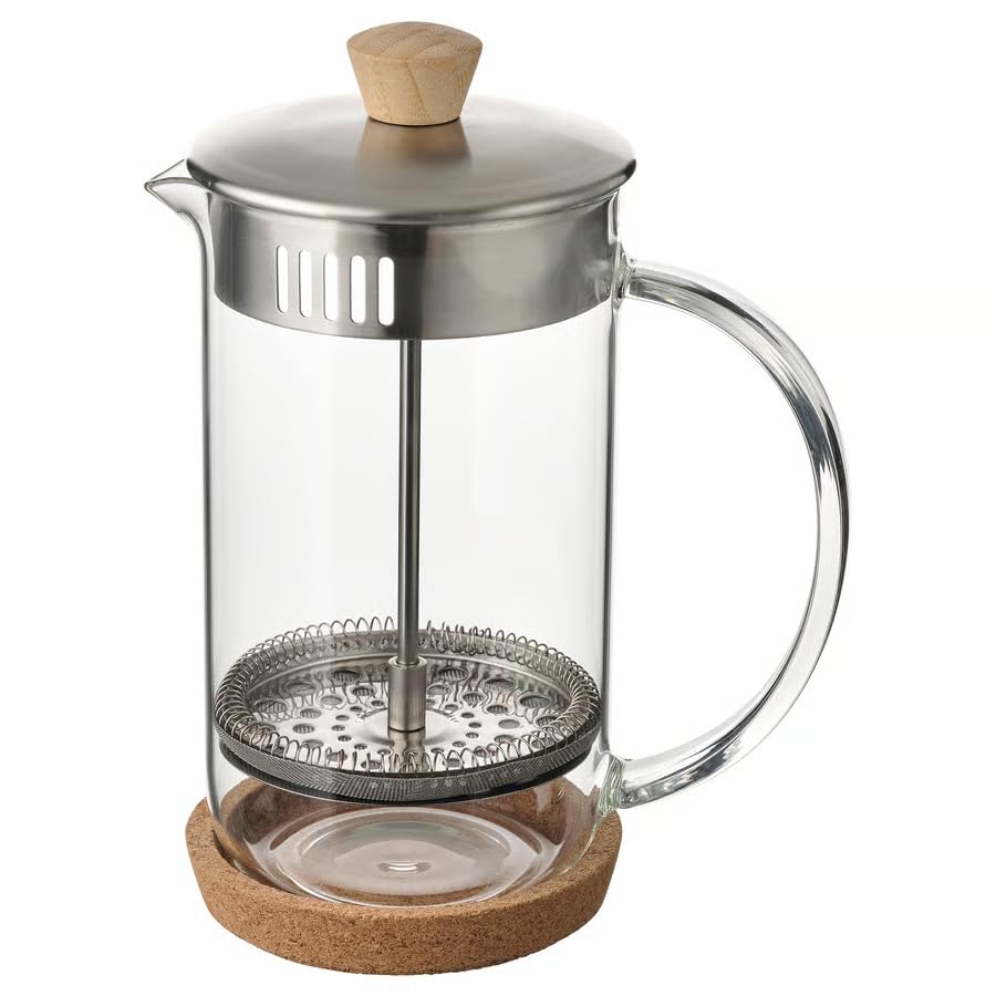 French Press Coffee Maker 34 oz – Glass Coffee Press with Stainless Steel Filter, Heat Resistant Borosilicate Coffee Maker for Ground Coffee,Style Coffee Brewer, Clear Coffee Plunger