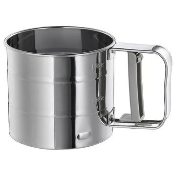 Stainless Steel Flour Sifter Cup – Manual Hand Crank Fine Mesh Flour Sieve for Baking, Powdered Sugar & Cocoa Sifter, Baking Tool for Cakes, Bread, Pancakes & Pastry Making