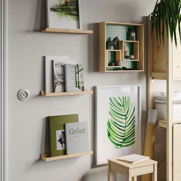 Solid Pine Picture Ledge Shelf 17.75 Inch – Wall Mounted Display Shelf for Photos, Frames, Artwork & Decor, Wooden Floating Picture Frame Ledge for Living Room, Bedroom, Office