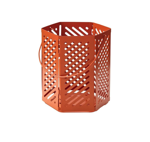 Scandinavian Style Tealight Lantern – Brown-Orange Metal Candle Holder, 5-Inch Decorative Lantern for Indoor/Outdoor Use
