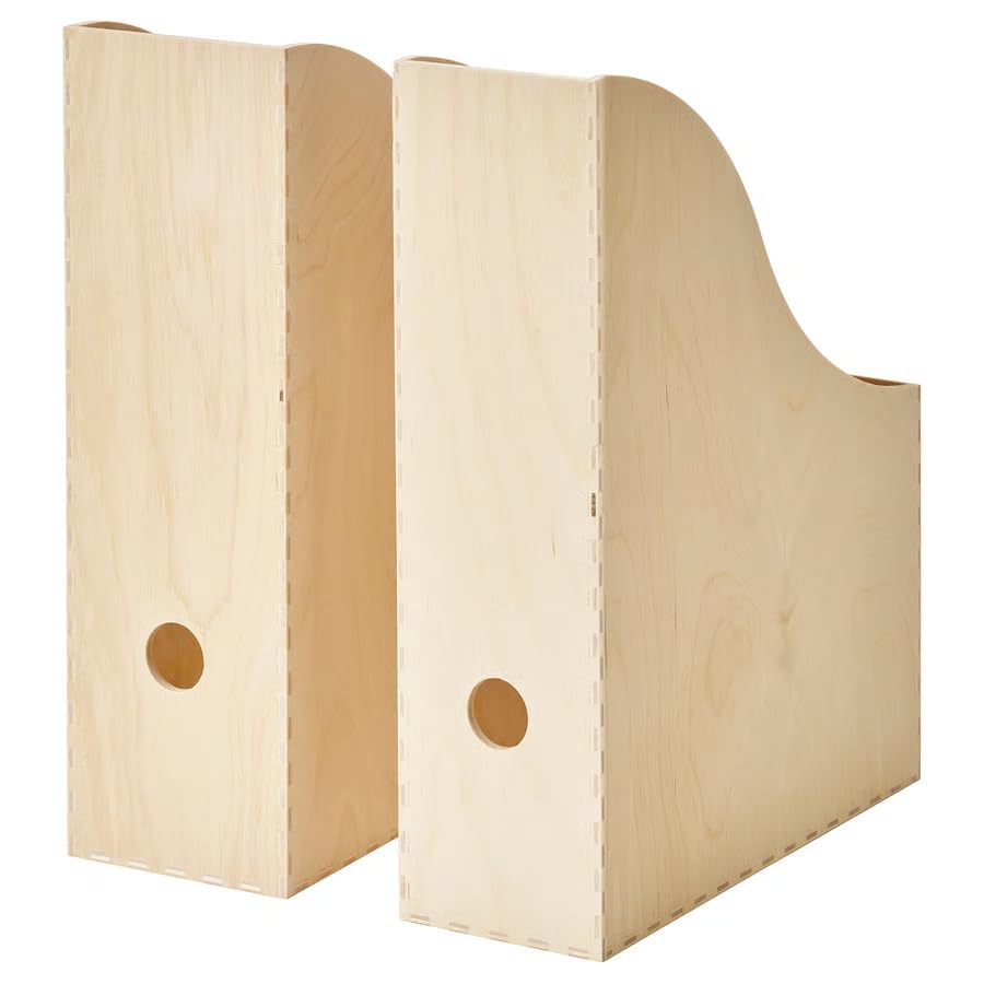 Set of 2 Magazine File Holders, Birch Plywood Desk Organizer, Paper & Document Storage, Office File Organizer, Magazine Rack for Home & Office