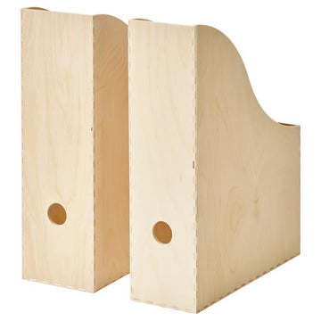 Set of 2 Magazine File Holders, Birch Plywood Desk Organizer, Paper & Document Storage, Office File Organizer, Magazine Rack for Home & Office