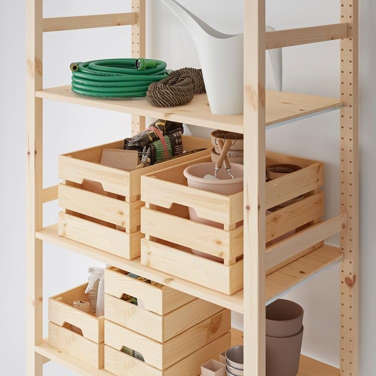 Pine Wood Storage Box – Sturdy Wooden Crate 18x12¼x9¾ for Toys, Clothes, Home Organization, Shelving