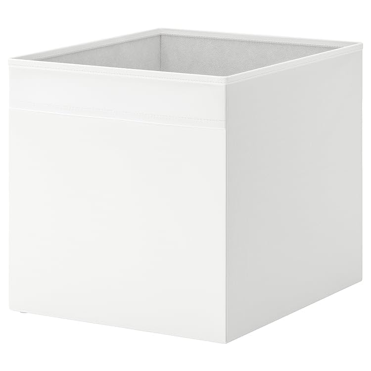 DRÖNA White Fabric Storage Box – Collapsible Cube Organizer Bin 13x15x13 for Shelving Units, Toys, Clothes, Home Storage