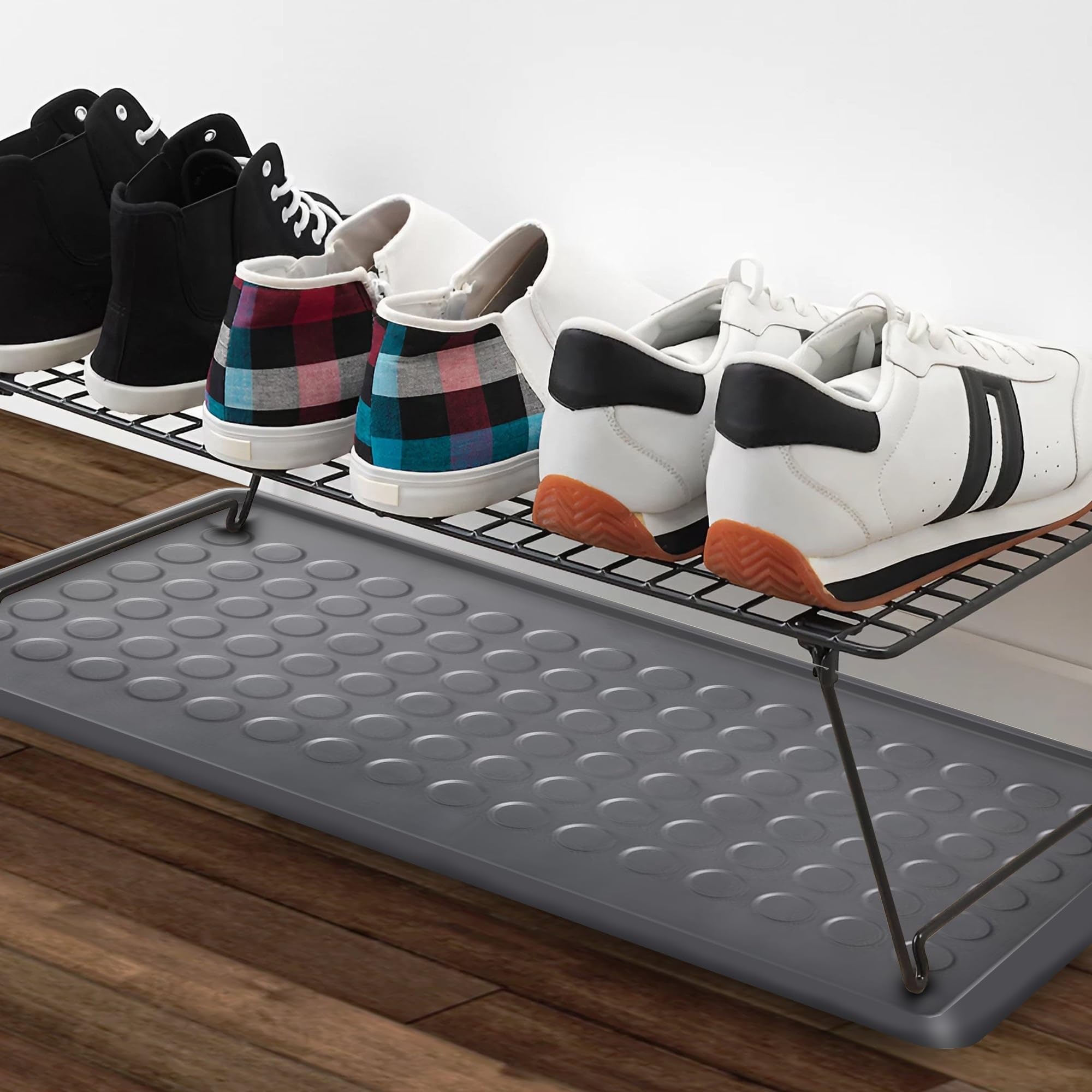 Heavy Duty Floor Protection Boot Tray - Water Resistant Plastic Utility Shoe Mat for Indoor and Outdoor Use in All Seasons, Muddy Grey 71x35x3 CM (1 Pack)