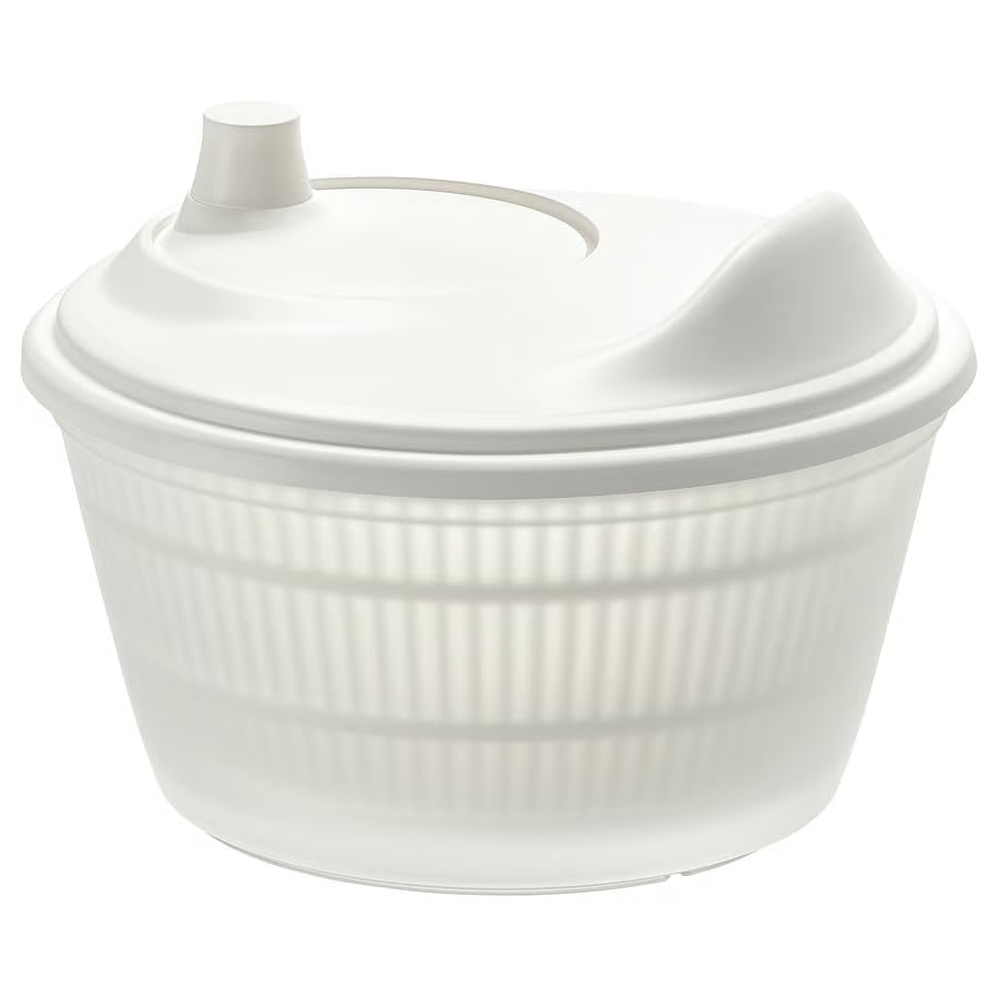 Salad Spinner Large Capacity – Lettuce & Vegetable Dryer Bowl, BPA Free Fruit Washer Spinner, Fast Dry Kitchen Gadget for Fresh Crisp Salads (White)