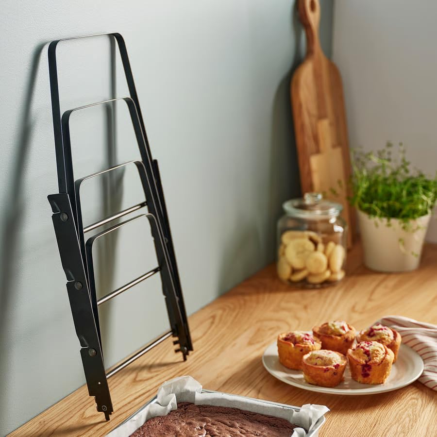 Foldable Baking Sheet Rack – Heavy Duty Cooling & Baking Rack for Cookies, Cakes & Bread – Space Saving Collapsible Oven Tray Rack – Black 10¾x10¼x13”