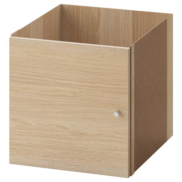 KALLAXi Insert with Door White Stained Oak Effect 13x13inches | Cube Storage Shelf Organizer Cabinet Door | Compatible with Kallax & Expedit Units