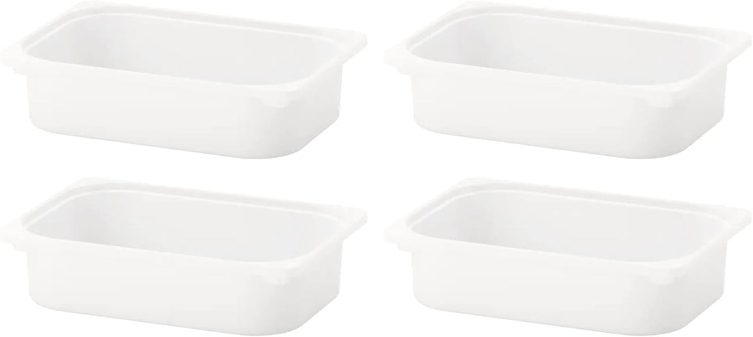 4-Pack TROFAST Storage Boxes – White Plastic Storage Containers (16½ x 11¾ x 4") | Durable, Stackable & Shatterproof Organizer Bins