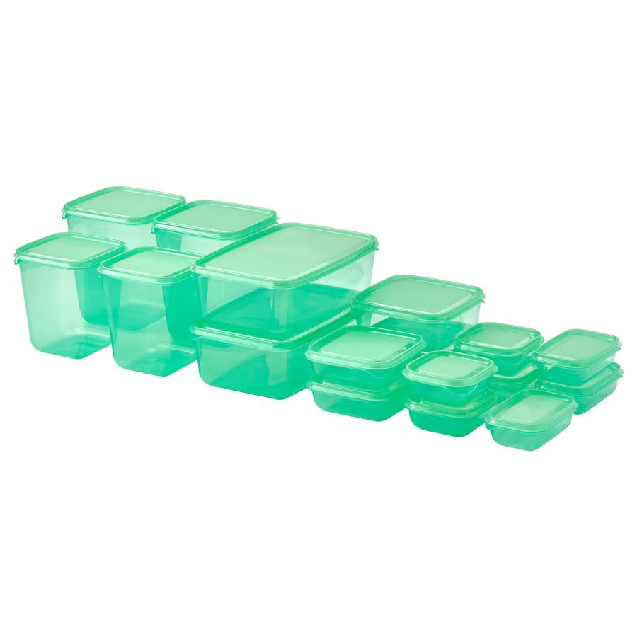 Food Storage Containers with Lids Set of 17, BPA-Free Reusable Plastic Food Containers, Meal Prep Lunch Containers, Kitchen Pantry Organization & Leftover Storage, Green
