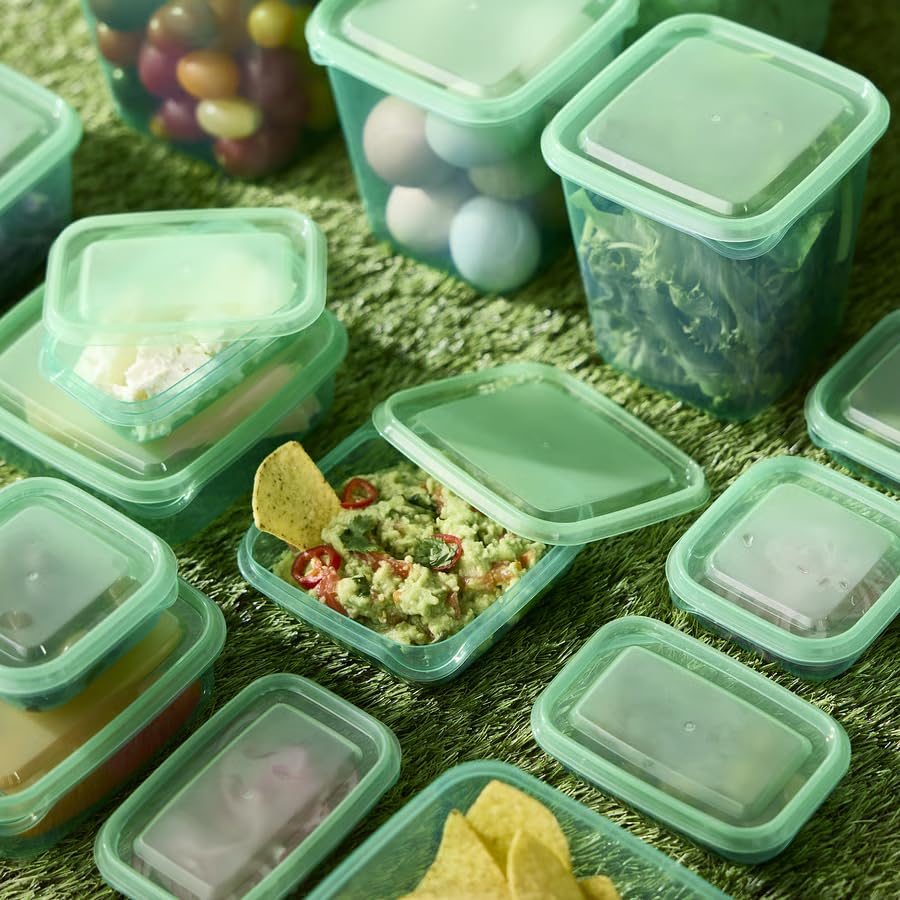 Food Storage Containers with Lids Set of 17, BPA-Free Reusable Plastic Food Containers, Meal Prep Lunch Containers, Kitchen Pantry Organization & Leftover Storage, Green