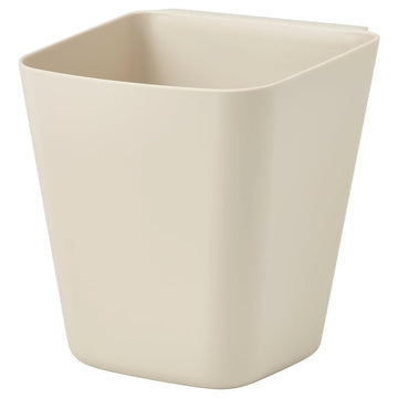SUNNERSTA Container – Beige Plastic Storage Cup, 4.75 x 4.38 Inch Hanging Utensil Holder for Kitchen Rail, Bathroom & Home Organization