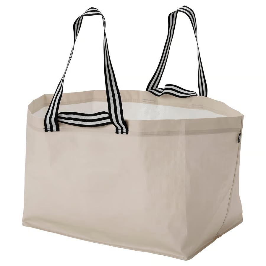 Large Reusable Shopping Bag Light Beige – Extra Capacity Grocery Tote 2401 oz, Durable Eco-Friendly Carry Bag with Handles, Laundry, Travel & Everyday Use 22.5 x 14.5 x 15.25 Inch