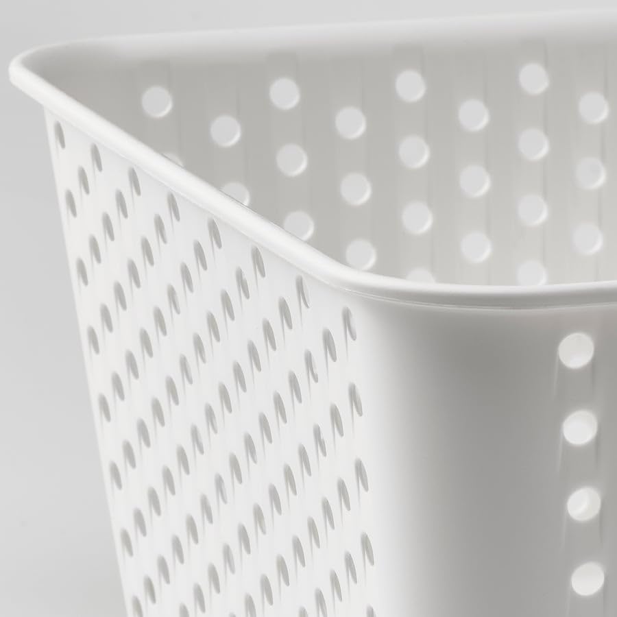 PLOGSVÄNG Storage Basket – White Plastic Organizer Bin, 6 x 7.75 x 4 Inch Container for Kitchen, Bathroom, Office & Home Organization
