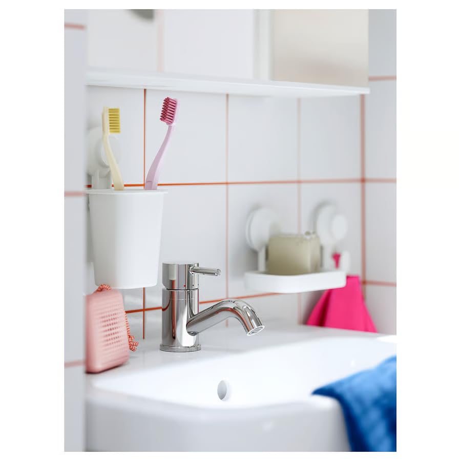 Suction Cup Toothbrush Holder for Bathroom – No Drilling Wall Mounted Toothbrush Organizer, White Toothbrush Storage Rack for Smooth Tile, Glass & Shower Walls