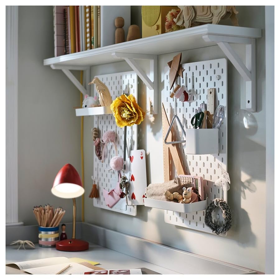 SKÅDIS Container – White Plastic Organizer for Pegboard Storage, Home Office & Craft Supplies