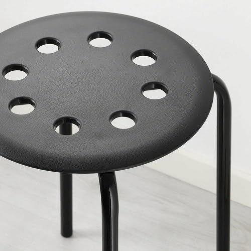 Black Steel Stool with Epoxy Powder Coating, Stackable Metal Seat Stool, Compact Space-Saving Design, 220 lb Weight Capacity