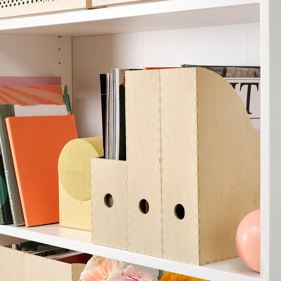 Set of 2 Magazine File Holders, Birch Plywood Desk Organizer, Paper & Document Storage, Office File Organizer, Magazine Rack for Home & Office