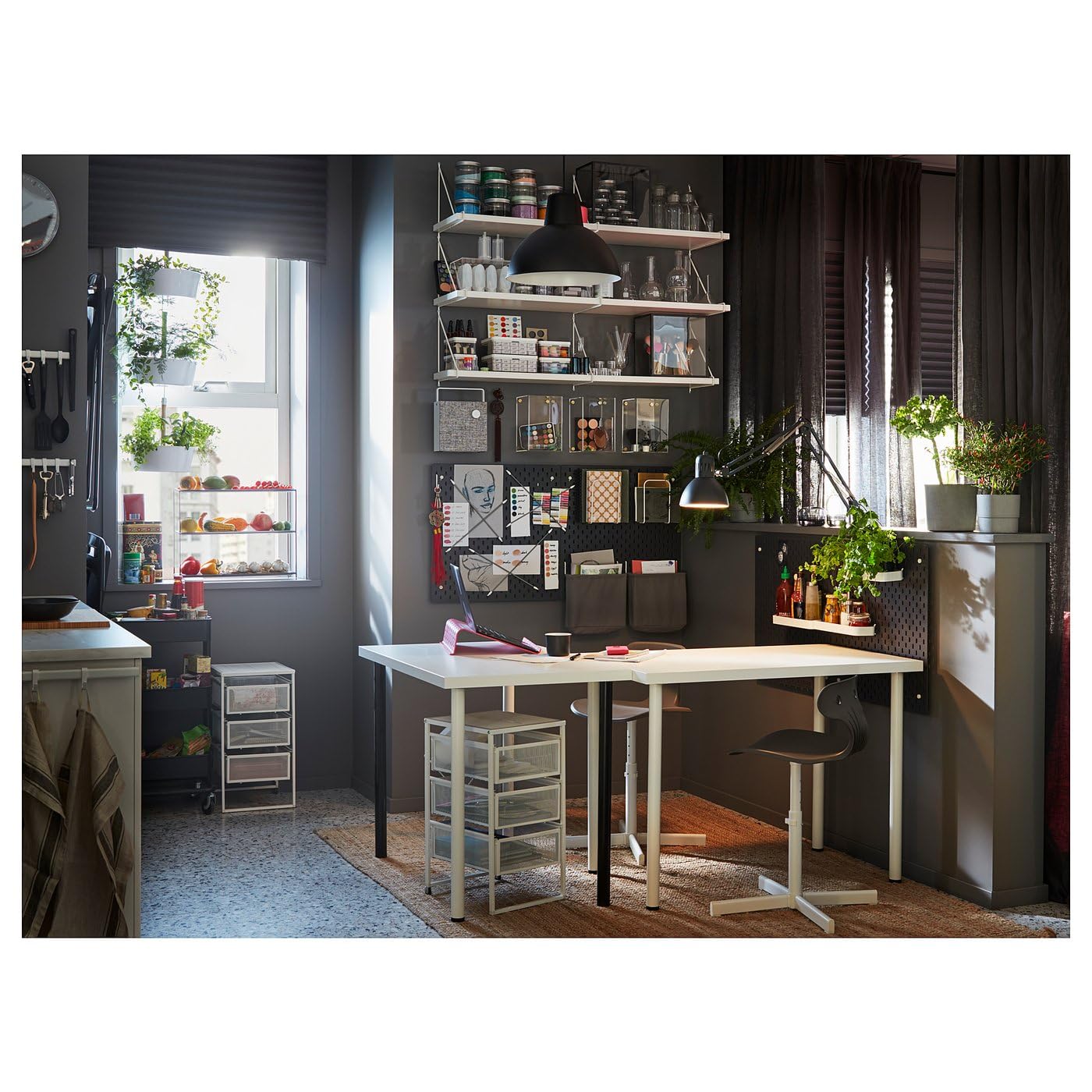LENNART Drawer Unit – White Steel Storage Organizer with 3 Drawers for Home Office & Workspace