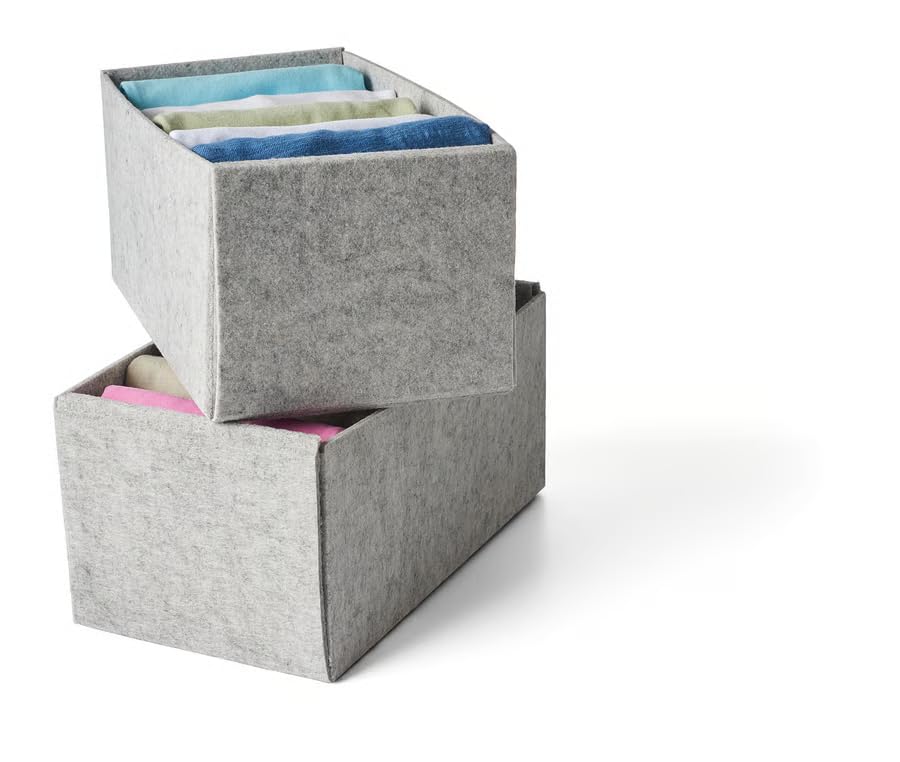 Light Gray Storage Box (Pack of 2) – Multi-Purpose Organizer 6x10.5x4.75 Inch for Drawer, Closet, Desk, Durable Fabric Storage Boxes for Home Organization