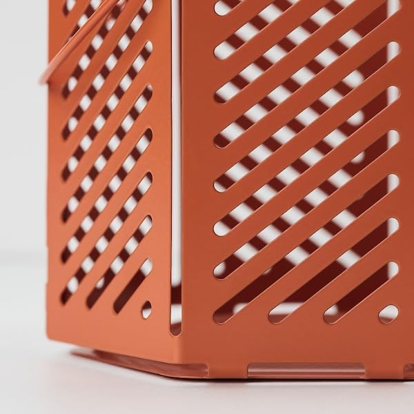 Scandinavian Style Tealight Lantern – Brown-Orange Metal Candle Holder, 5-Inch Decorative Lantern for Indoor/Outdoor Use