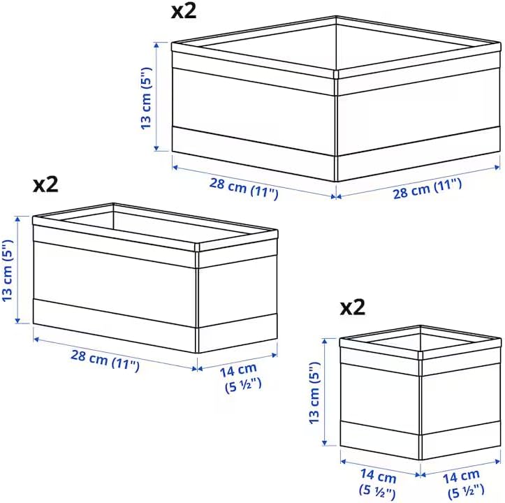 SKUBB Storage Box Set of 6 – White Fabric Drawer Organizers for Closet, Dresser, or Wardrobe – Foldable & Lightweight
