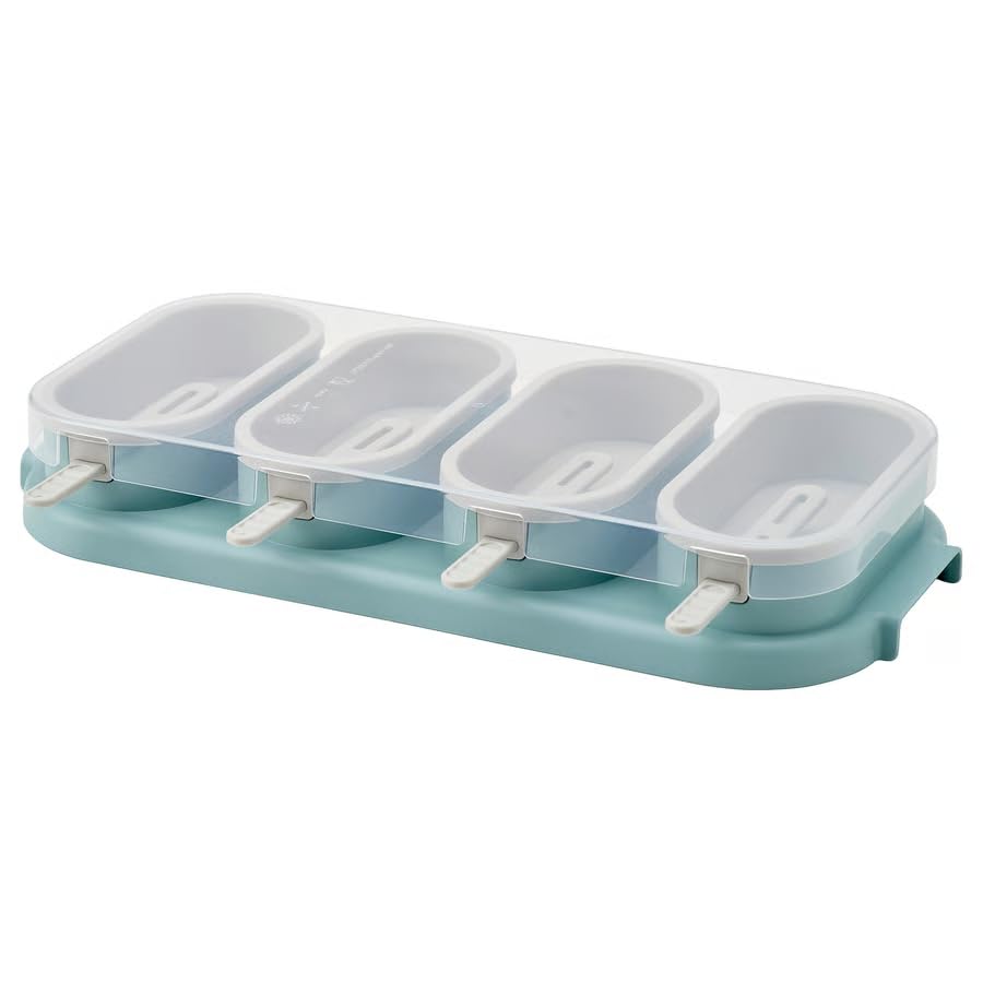 Ice Pop Maker Mold Set – Reusable Homemade Popsicle Molds for Kids & Adults, DIY Frozen Ice Cream & Fruit Pops Maker, BPA-Free Ice Candy Maker, Light Turquoise/Gray