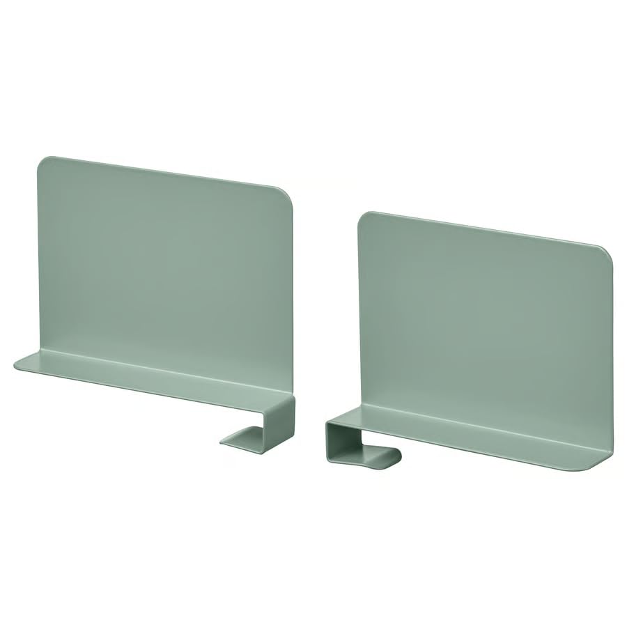 Bookends Set of 2, Light Gray Green Book Ends, Non-Slip Metal Bookends, Heavy Duty Book Holders for Shelves, Desk & Office, Decorative Book Ends for Books, Files & Magazines