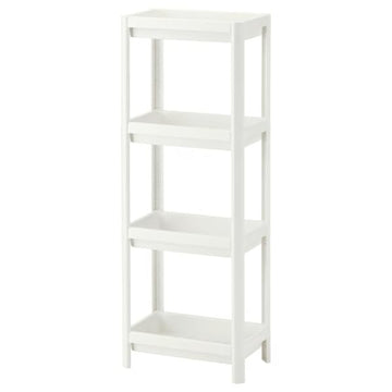 4 Tier Bathroom Shelf Unit 39.5" Tall Storage Rack – Plastic Shower Storage Organizer with Drain Holes, Tool-Free Assembly Bathroom Shelving for Shampoo, Soap & Toiletries, Space Saving Corner Shelf